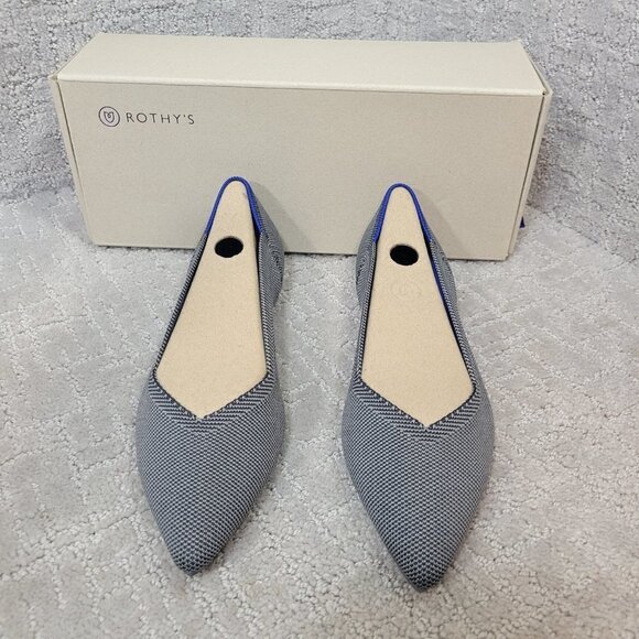 Rothys The Point Cloud Grey Pointed Toe Slip on Flat Shoes Multiple Sizes - Picture 2 of 12
